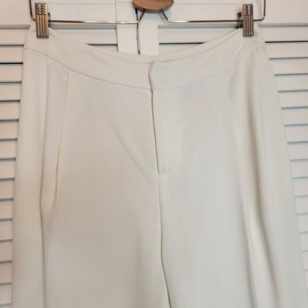 DEREK LAM 10 CROSBY White Trousers Wide Leg Pleated Women's 2 High Waist Preppy - Picture 4 of 15